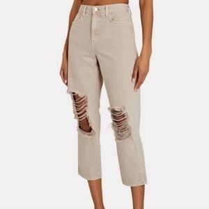 L'Agence Enya High Rise Crop Stovepipe Jeans Distressed Size 25 NWT